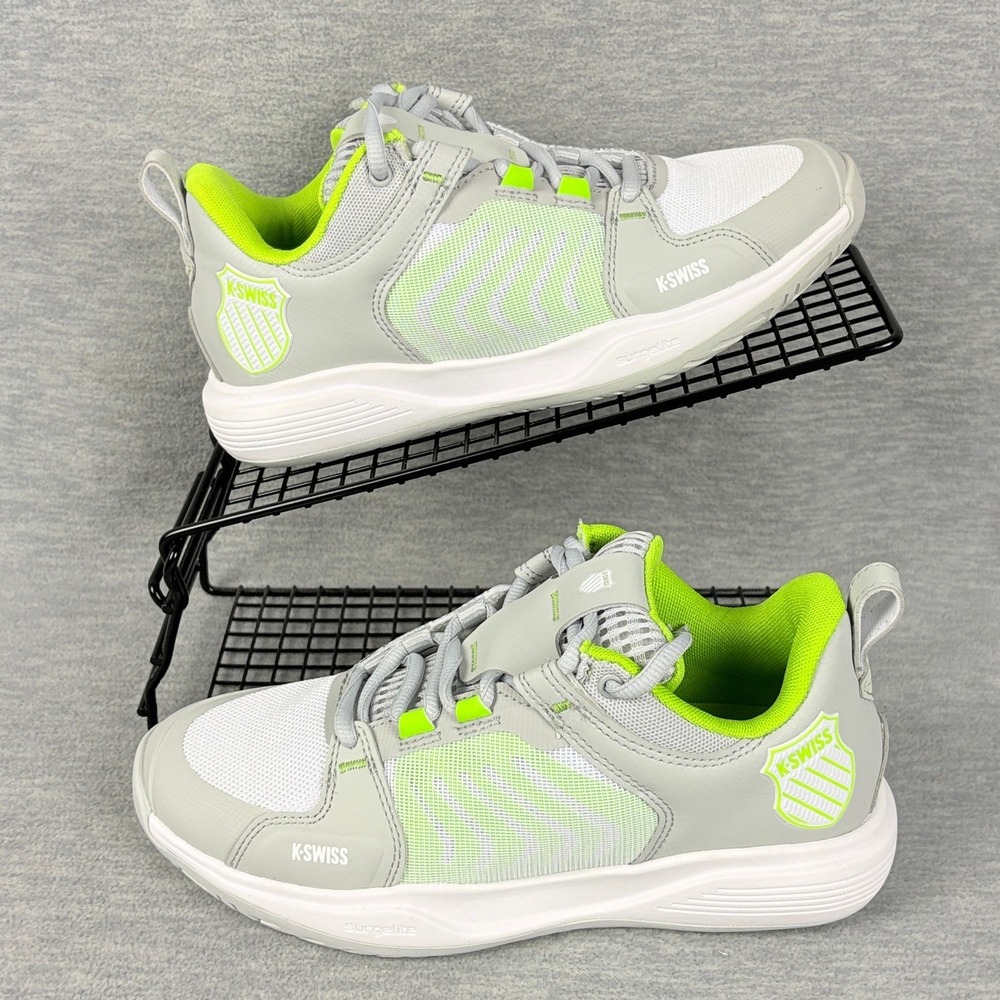 K-Swiss Ultrashot Tennis Sneakers  Womens 6 M Gray Lime White Comfort Pickleball